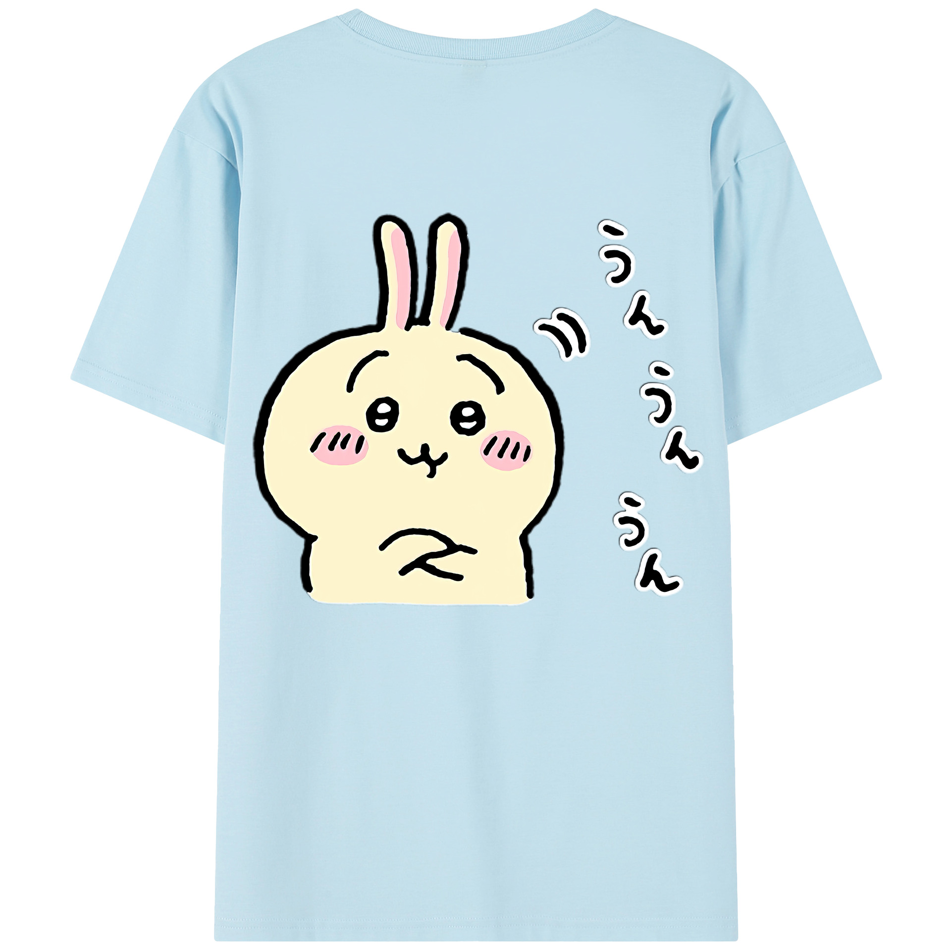 （画像用） ちいかわ うさぎ Chii-kawa usagi 綿100％半袖Tシャツ（背面プリント）